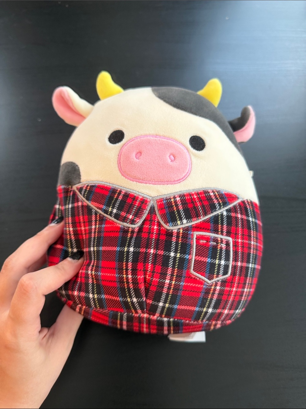 Squishmallow Connor The Cow Red Flannel Shirt Plush 6"